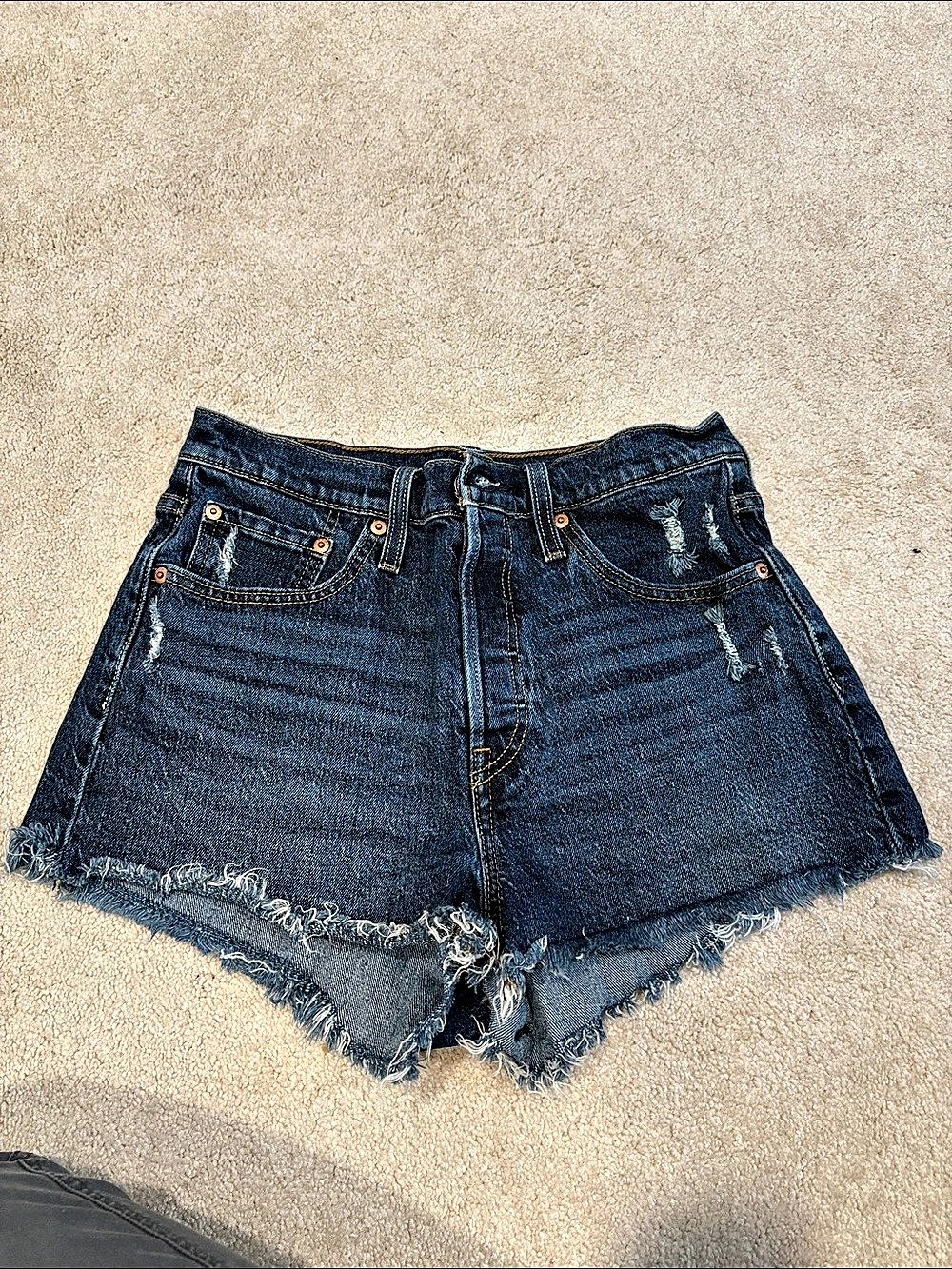 Levi's 501 Distressed Jean Shorts in Blue Waist 26